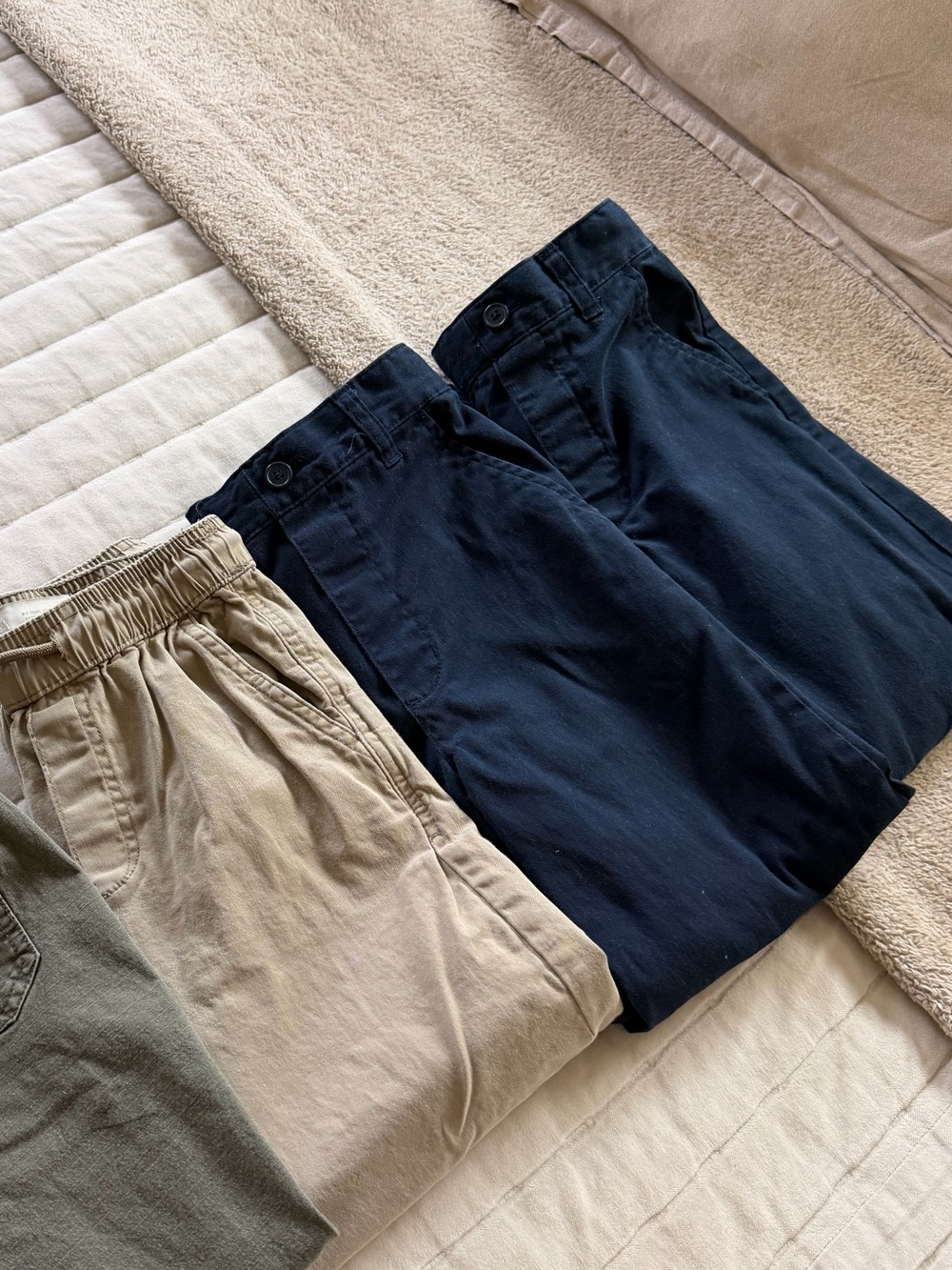 Kids School Pants/ Casual Bottoms Bundle ( 4 pairs )— Navy and Khaki